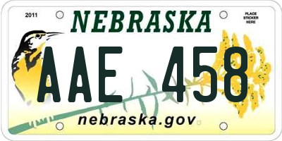 NE license plate AAE458