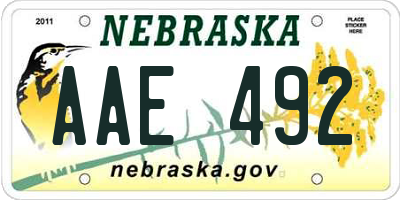 NE license plate AAE492