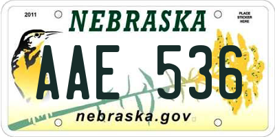 NE license plate AAE536