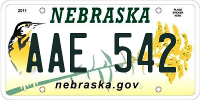 NE license plate AAE542