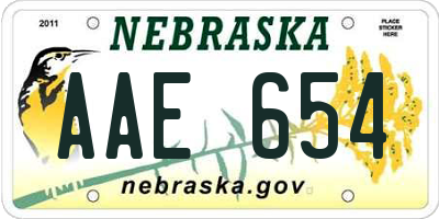 NE license plate AAE654