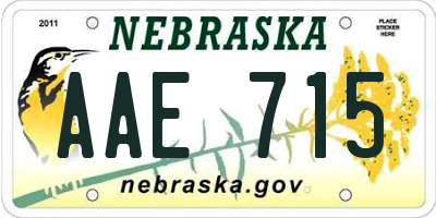 NE license plate AAE715