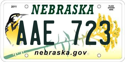 NE license plate AAE723