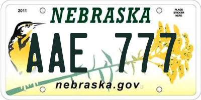 NE license plate AAE777