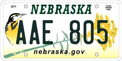 NE license plate AAE805