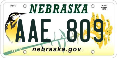 NE license plate AAE809