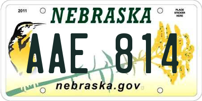 NE license plate AAE814