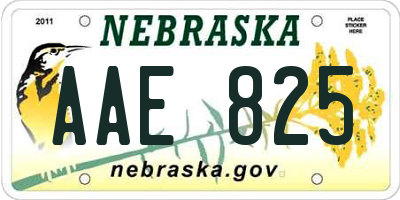 NE license plate AAE825