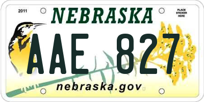 NE license plate AAE827