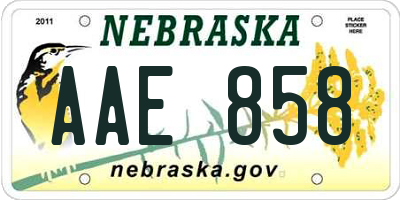 NE license plate AAE858