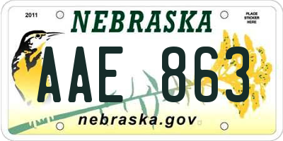 NE license plate AAE863