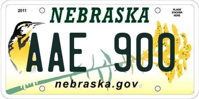 NE license plate AAE900