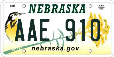 NE license plate AAE910