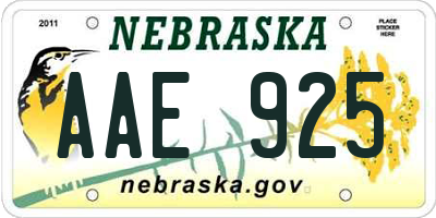 NE license plate AAE925