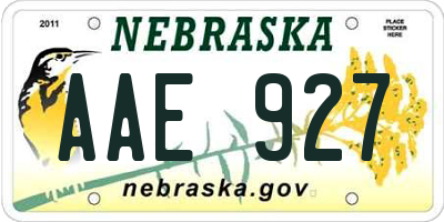 NE license plate AAE927