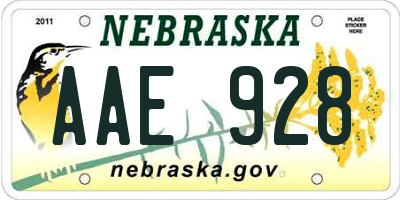 NE license plate AAE928