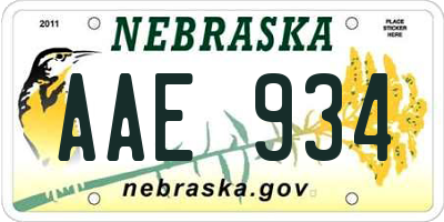 NE license plate AAE934