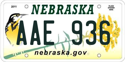 NE license plate AAE936