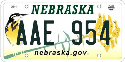 NE license plate AAE954