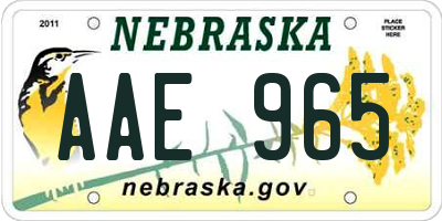NE license plate AAE965