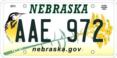 NE license plate AAE972