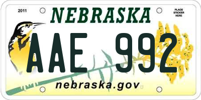 NE license plate AAE992