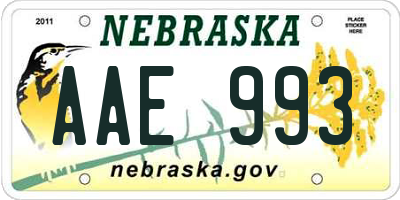 NE license plate AAE993