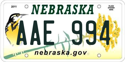 NE license plate AAE994