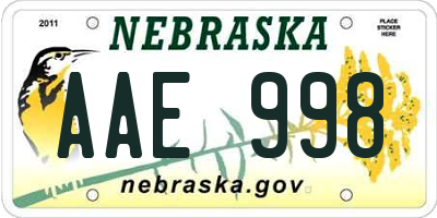 NE license plate AAE998