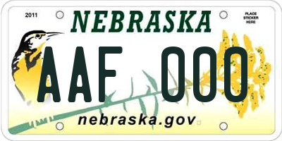 NE license plate AAF000