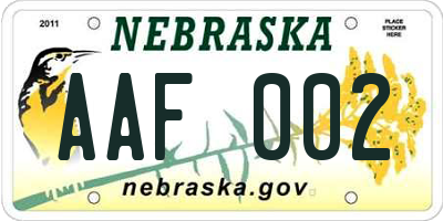 NE license plate AAF002
