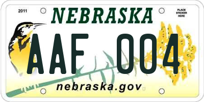 NE license plate AAF004