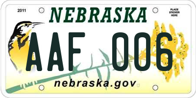NE license plate AAF006