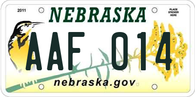 NE license plate AAF014