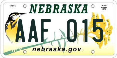 NE license plate AAF015