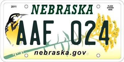 NE license plate AAF024