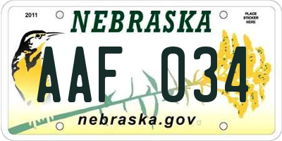 NE license plate AAF034