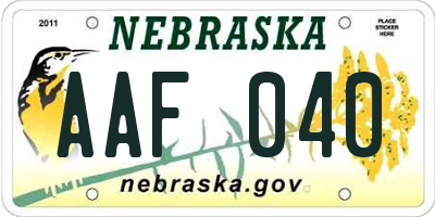 NE license plate AAF040