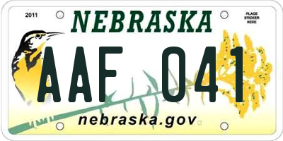 NE license plate AAF041