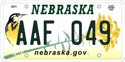 NE license plate AAF049