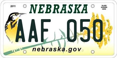 NE license plate AAF050
