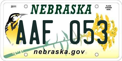 NE license plate AAF053