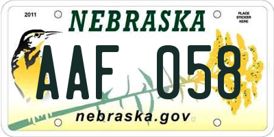 NE license plate AAF058