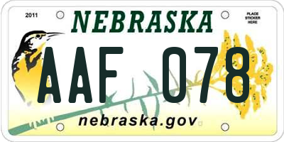 NE license plate AAF078