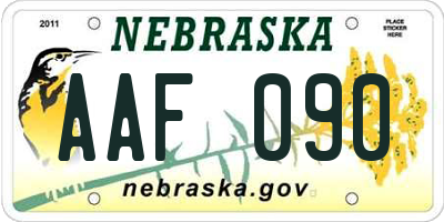 NE license plate AAF090