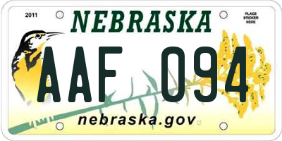 NE license plate AAF094