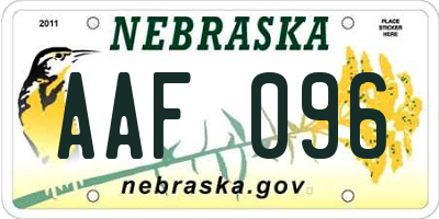 NE license plate AAF096