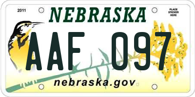 NE license plate AAF097