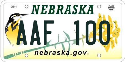 NE license plate AAF100