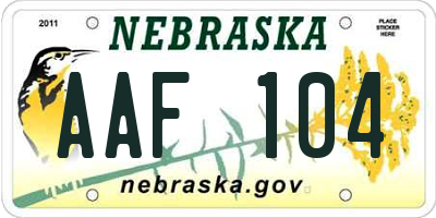 NE license plate AAF104